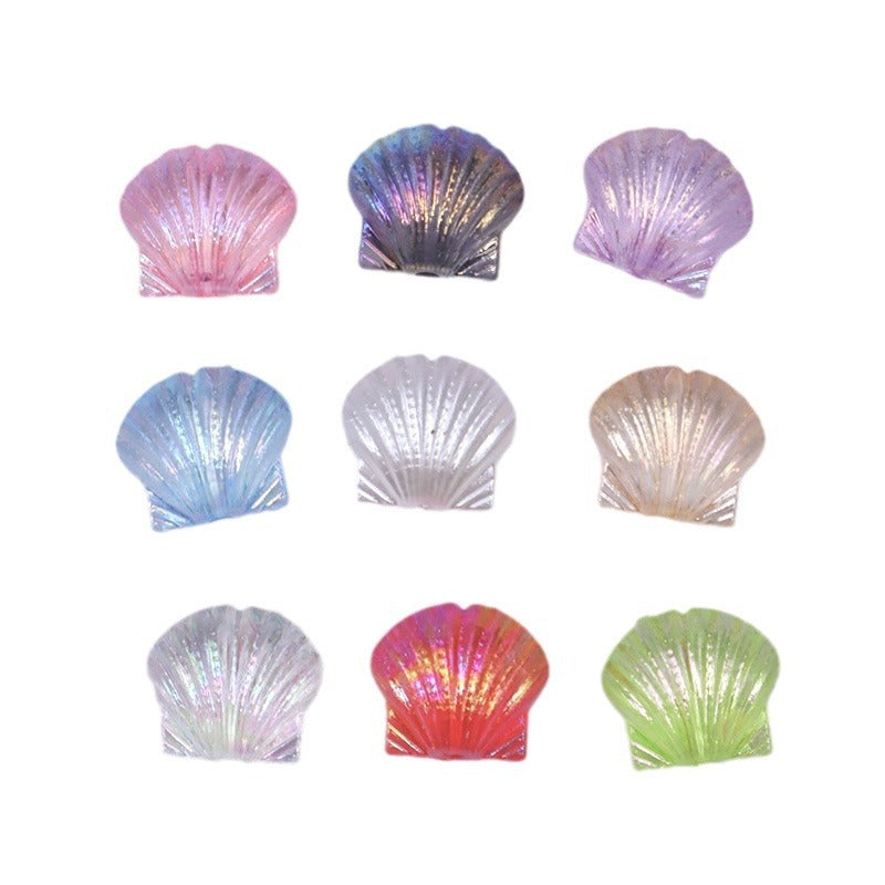 Transparent Shell Resin Beads 14mm Iridescent Multicolor 50pcs 5