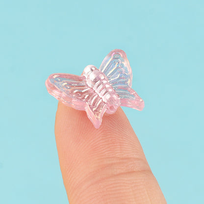 Transparent Flat Butterfly Acrylic Beads 16x13mm Pastel Colors 2pcs 2