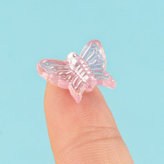 Transparent Flat Butterfly Acrylic Beads 16x13mm Pastel Colors 2pcs 2