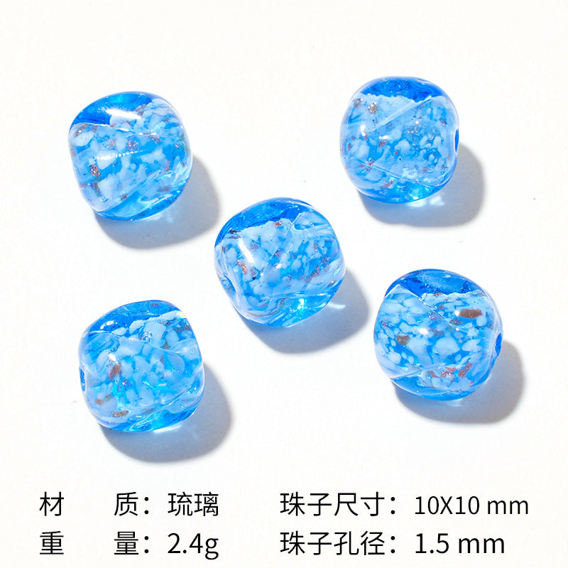 Lampwork Glass Beads Round 12mm Crackle Sugar Texture Foil 25pcs 9