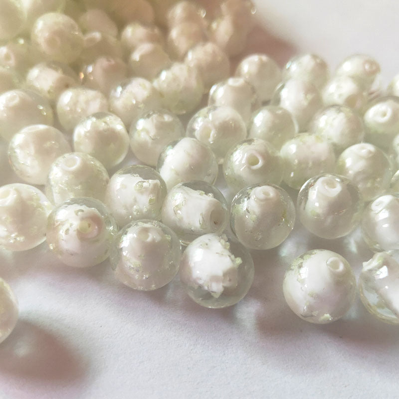 Handmade Painted Glass Beads 8/10/12mm Luminous Silvery Speckles 10pcs 6