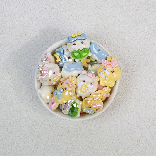 Plating Chiikawa Series Resin Beads Glossy Pastel Colors 20pcs