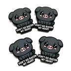 Silicone Focal Beads Black Pig With Don Go Bacon My Heart Text 20pcs 4