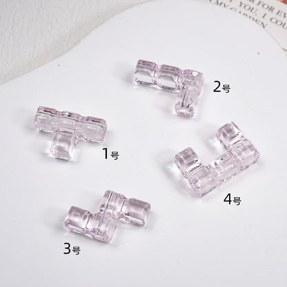 Clear Terris Block Acrylic Beads 20mm Translucent Geometric 50pcs 9