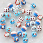 Double-Sided Blue Tone Square Acrylic Beads 16mm Printed 20pcs 2