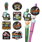 Silicone Focal Beads Mother Father'S Day Retro Style Colorful Phrases 20pcs 5