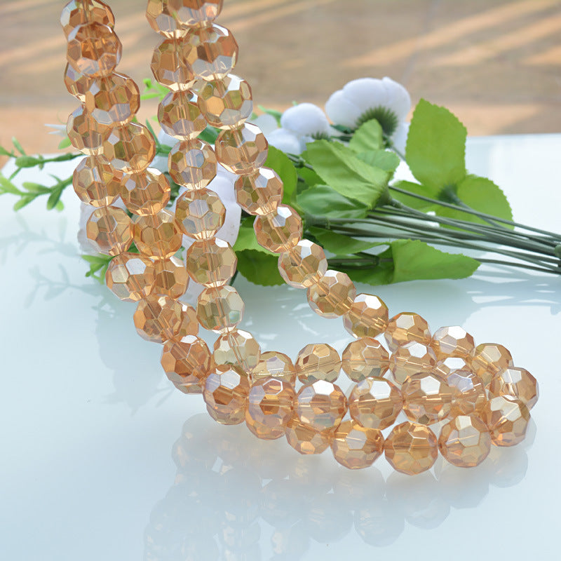 Faceted Glass Beads 10-16mm Electroplated Champagne Color 100pcs 2