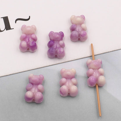Marble Texture Bear Acrylic Beads 19mm Gradient Mixed 20pcs 11