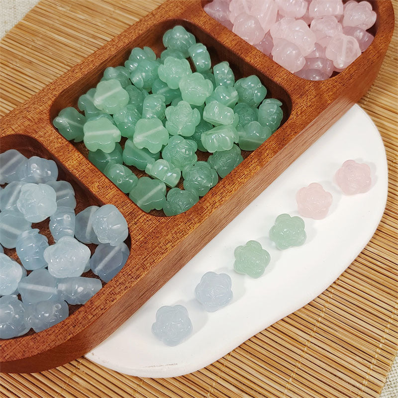 Imitation Jade Five-Petal Resin Beads 12mm Translucent Pastel 10pcs 2