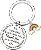 Apple Rainbow Keychain Stainless Steel Teacher Gift Charm 3
