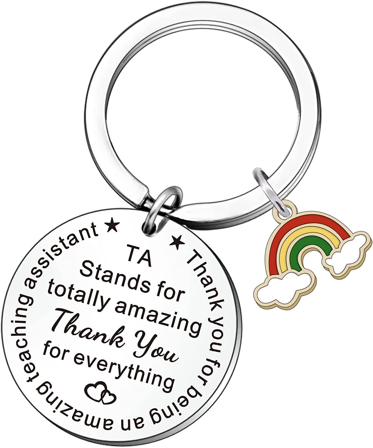 Apple Rainbow Keychain Stainless Steel Teacher Gift Charm 3
