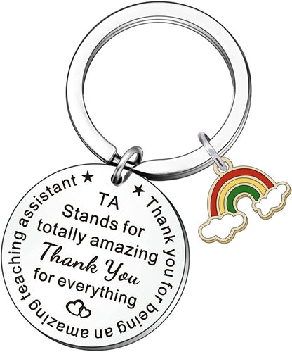 Apple Rainbow Keychain Stainless Steel Teacher Gift Charm 3