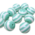 Striped Bubblegum Beads 20mm Mint Green Chunky Resin 10pcs 2