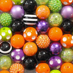 Bubblegum Beads 20mm Halloween Orange Black Purple Chunky Mix 50pcs 2