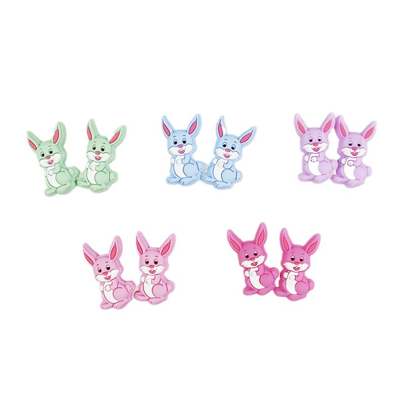 Silicone Focal Beads Rabbit Sitting Pose Long Ears 20pcs 5