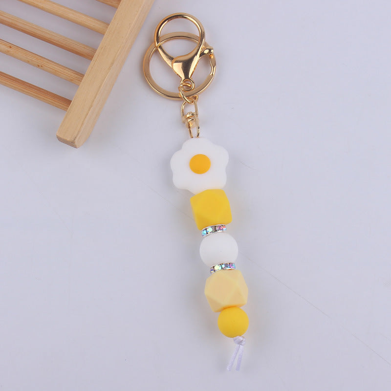 Cartoon Fruit Silicone Bead Keychain Fun Vibrant Colors 6