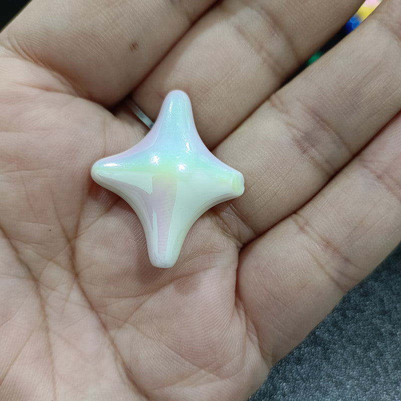 UV Plating Cross Shaped Star Acrylic Beads 25mm Glossy Colorful 100pcs 2