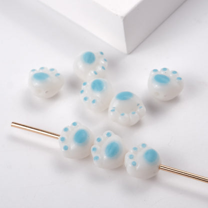 Cartoon 3D Cat Paw Acrylic Beads 12mm Pastel Mixed Colors 100pcs 7