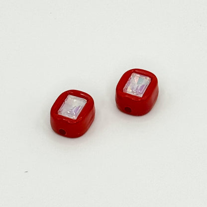 Painted Square Acrylic Beads 14mm Diamond Faceted Mixed Colors 10pcs 14