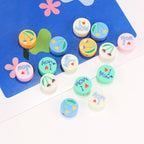 Flat Clay Beads 9mm Mother'S Day Series Pattern Polymer 100pcs 4