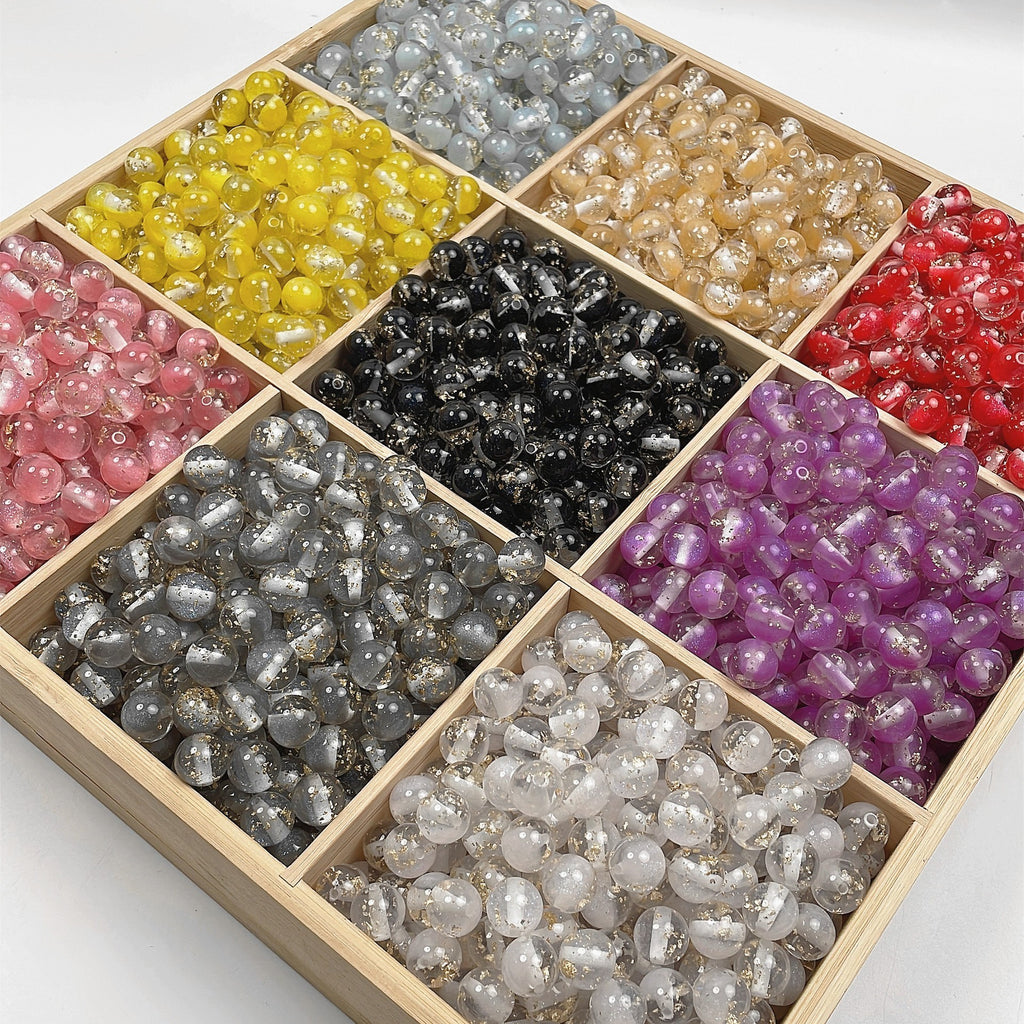 Gold Foil Filled Resin Beads 8mm 10mm 12mm Round Mixed Colors 50pcs 6