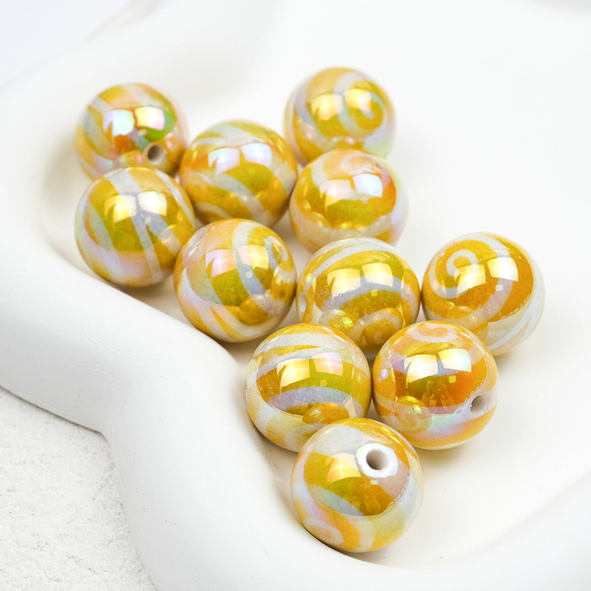 UV Plating Round Acrylic Beads 16mm Lollipop Rotating Pattern 50pcs 10