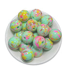 Hand Painted Acrylic Beads 16mm Inkjet Splatter Pink Glossy 100pcs 5