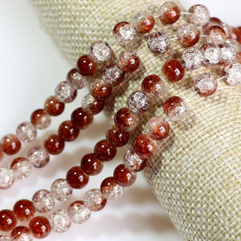 Crackle Round Glass Beads 10mm Vibrant Fractured Texture 2Strands 15