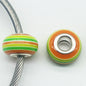 Acrylic Round Spacer Beads 14mm Rainbow Stripe Large Hole 50pcs 12
