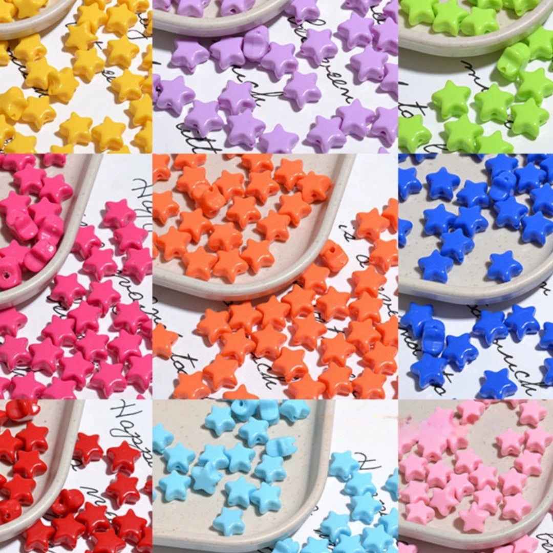 Glow Star Acrylic Beads 11mm Glossy Vibrant Colors 50pcs