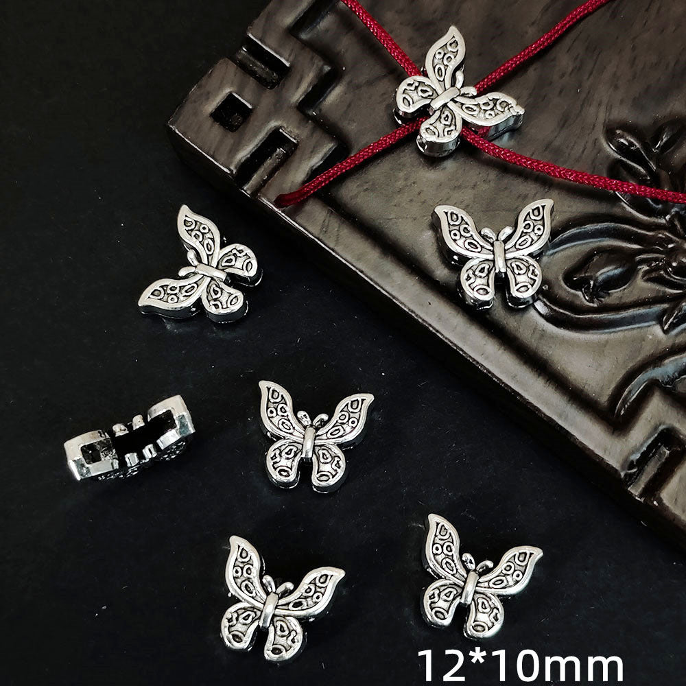 Butterfly Metal Beads 12mm Symmetrical Antique Silver Tone 100pcs 5