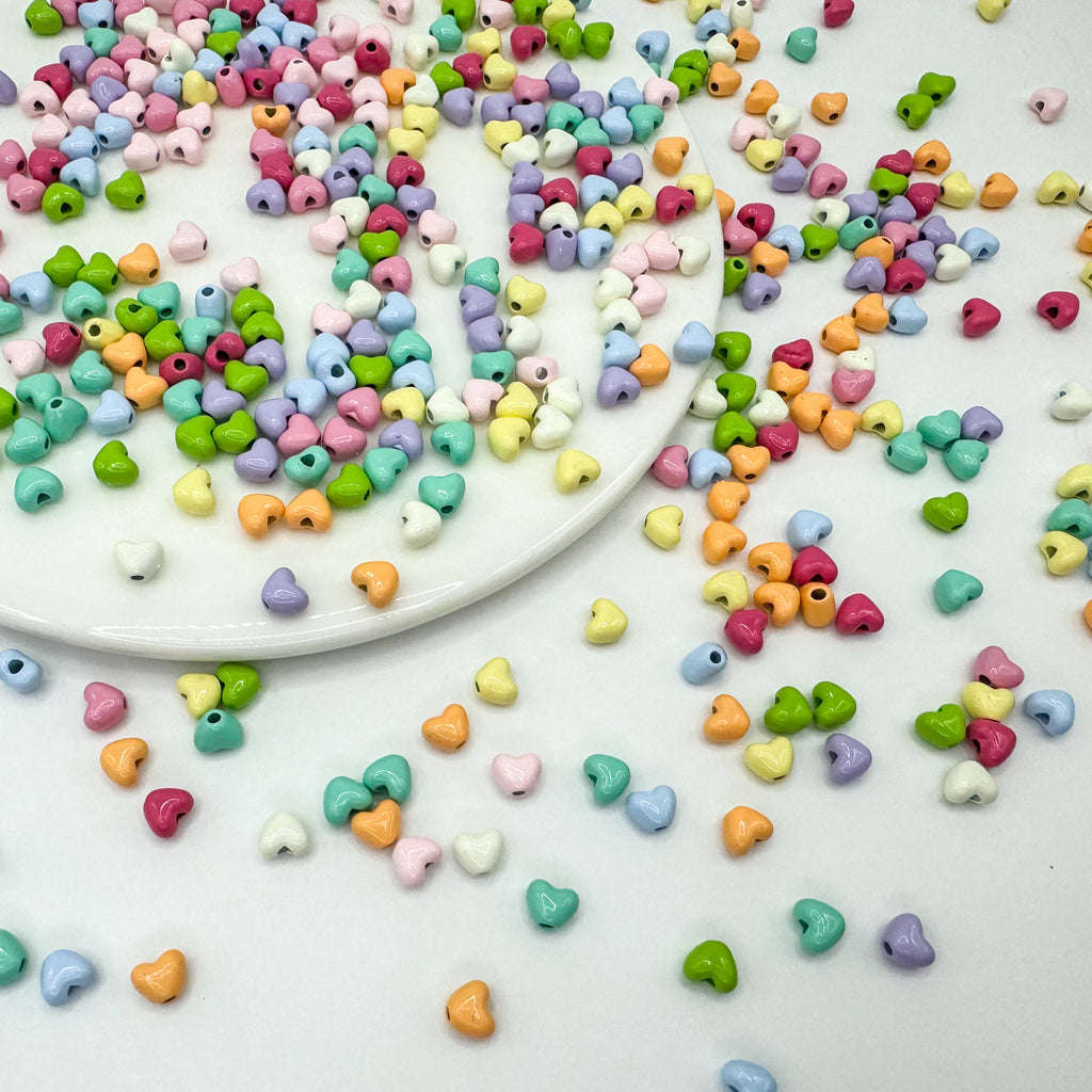 Heart Metal Beads 6mm Puffy Glossy Pastel Colors 50pcs 3