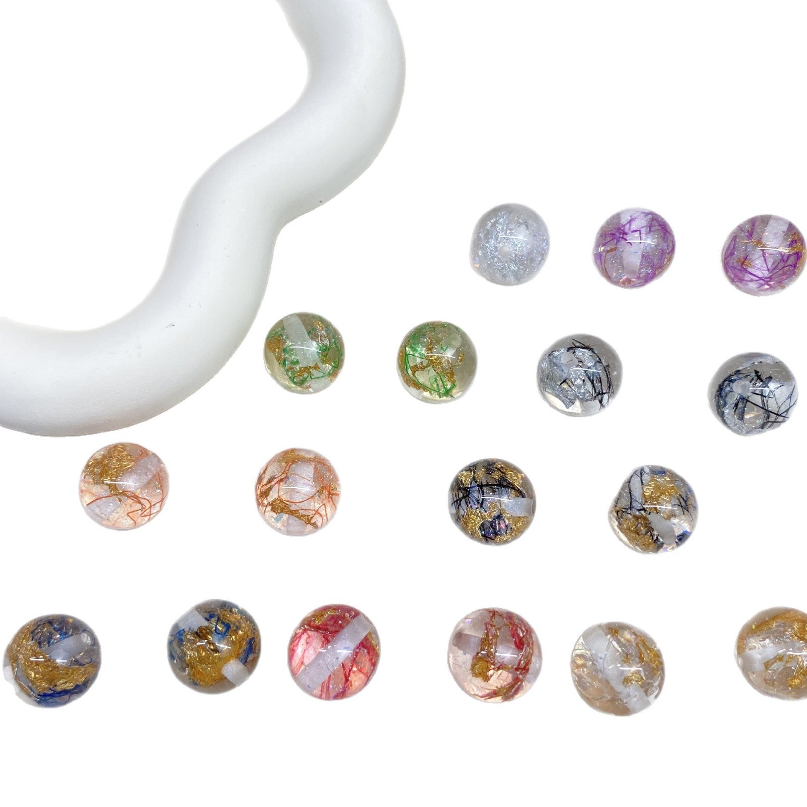 Clear Gild Tinsel Resin Beads 16mm Round Multicolor 50pcs 5