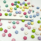 Flower Metal Beads 10mm Baking Painted Cream Two-Color Alloy 20pcs 2