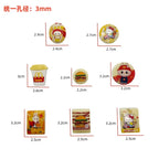 Painted Acrylic Beads 3mm Glossy Fast Food Character Mixed 50pcs 2