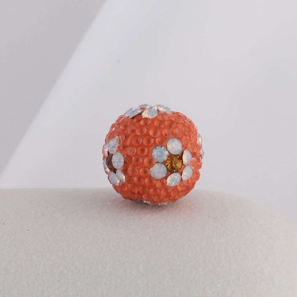 Rhinestone Round Clay Beads 16mm Tiny Daisy Pattern Multicolor 6pcs 8