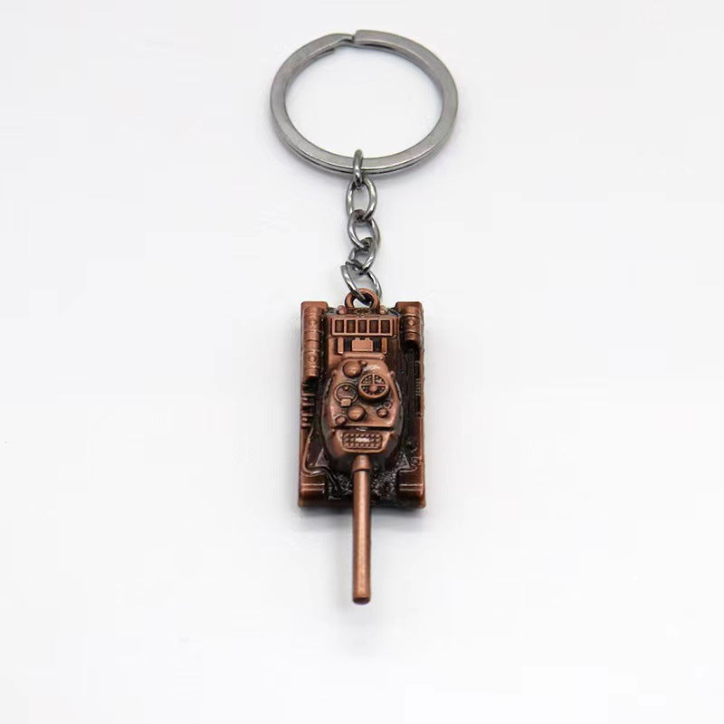 Vintage Alloy Tank Keychain Military Style Antique Finish 3