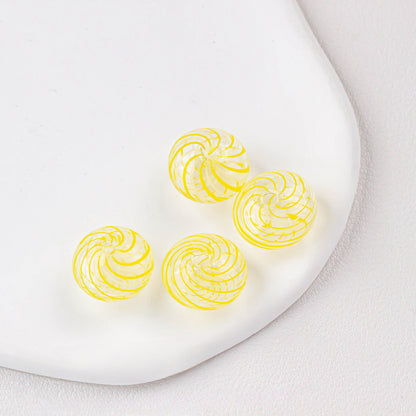 Hollow Spiral Striped Blown Glass Spacer Beads Colorful 4pcs 10