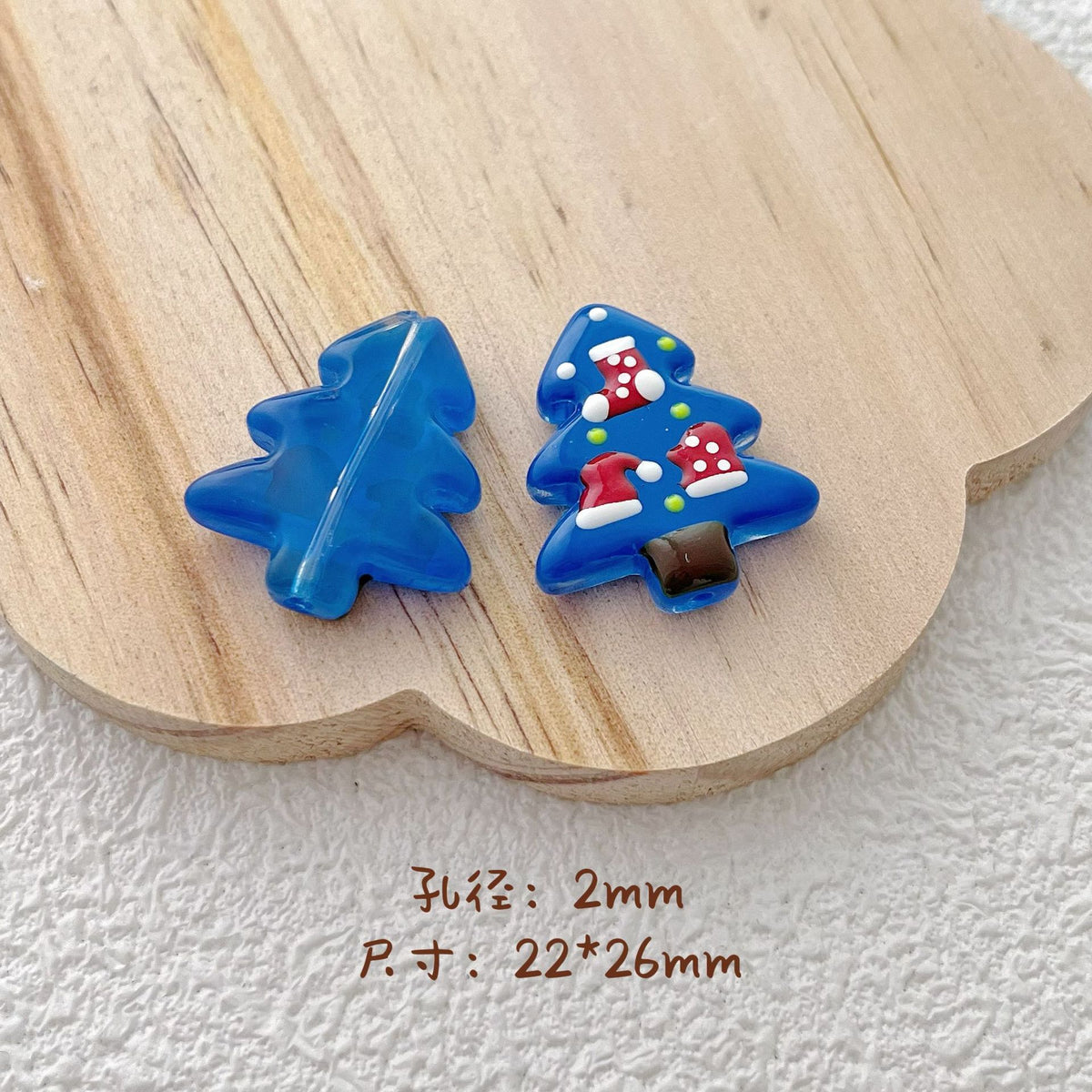 Hand Painted Christmas Tree Glass Beads 26mm Cartoon Pattern 1pc 13