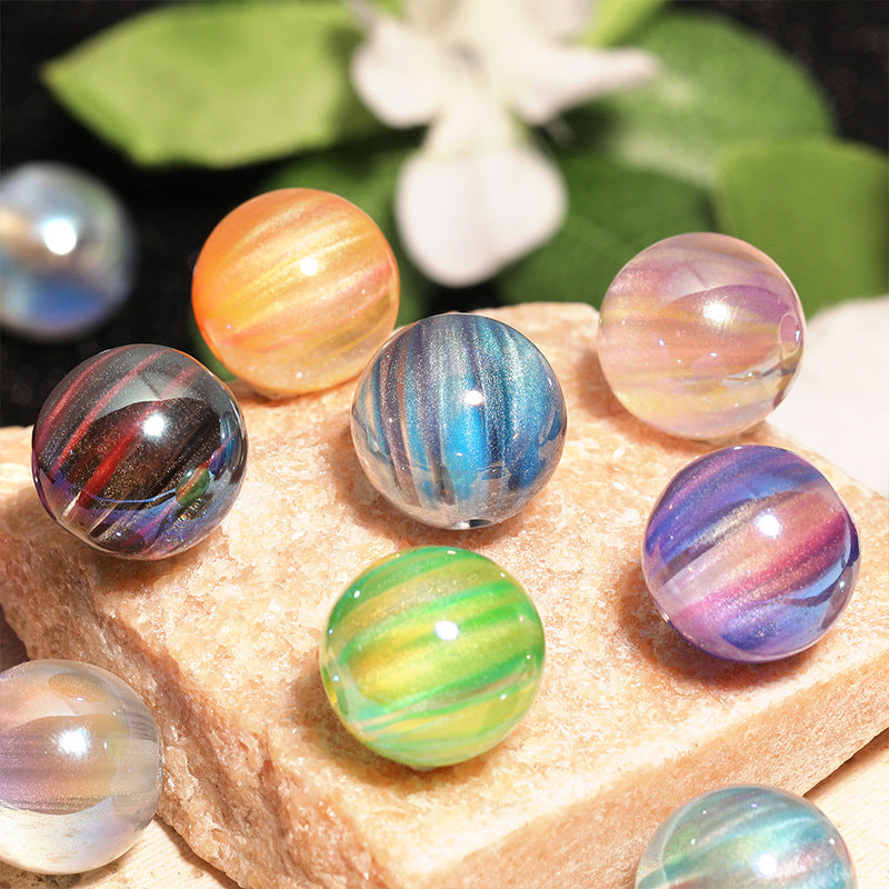 Plating Swirl Acrylic Beads 16mm Milky Way Color Glossy 50pcs