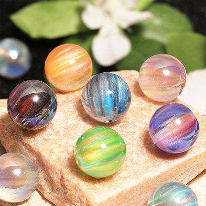 Plating Swirl Acrylic Beads 16mm Milky Way Color Glossy 50pcs