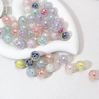 Plating Round Acrylic Beads 16mm Spiral Pattern Translucent 50pcs 4