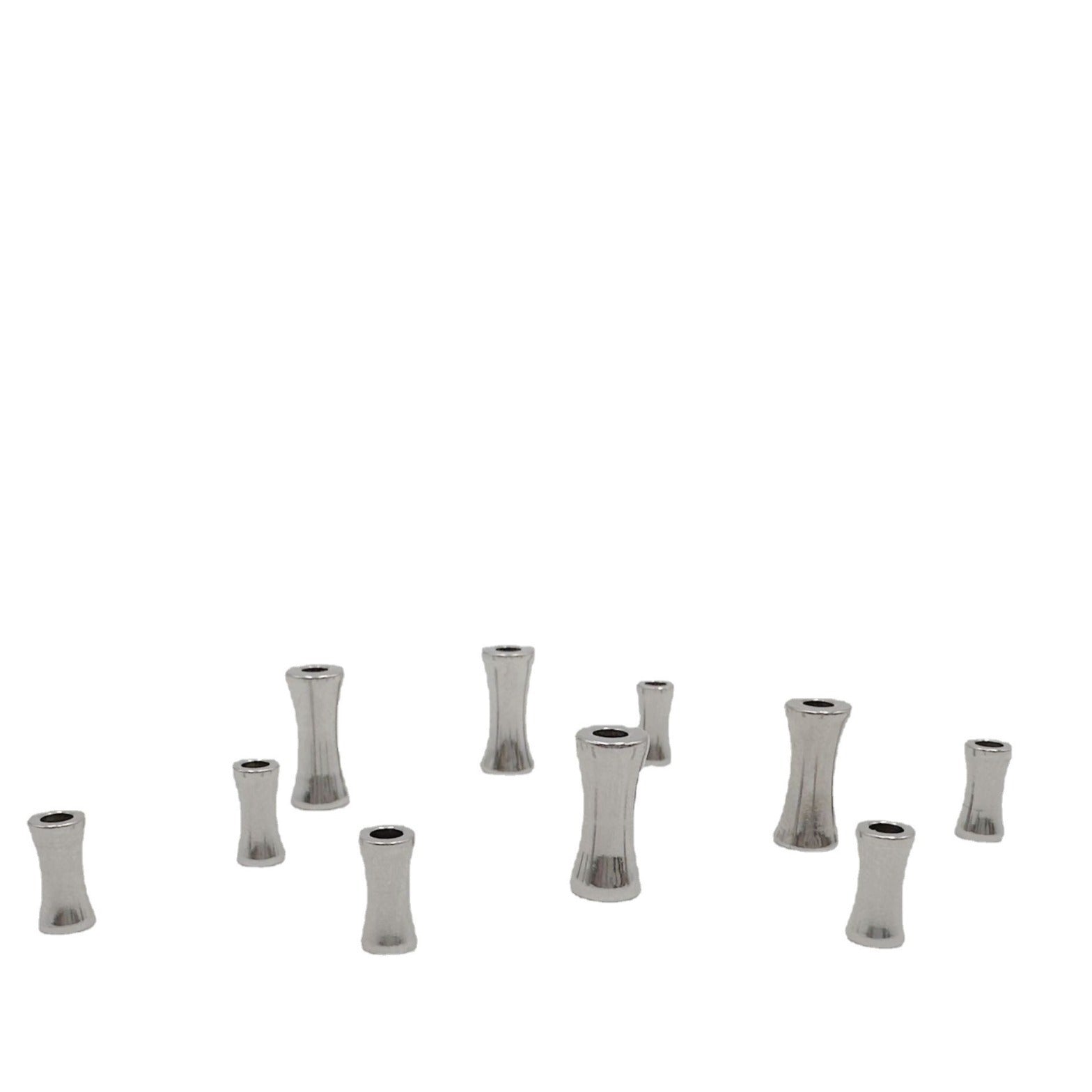 Stainless Steel Bamboo Tube Metal Beads 8mm 12mm Polished Silver 30pcs 5