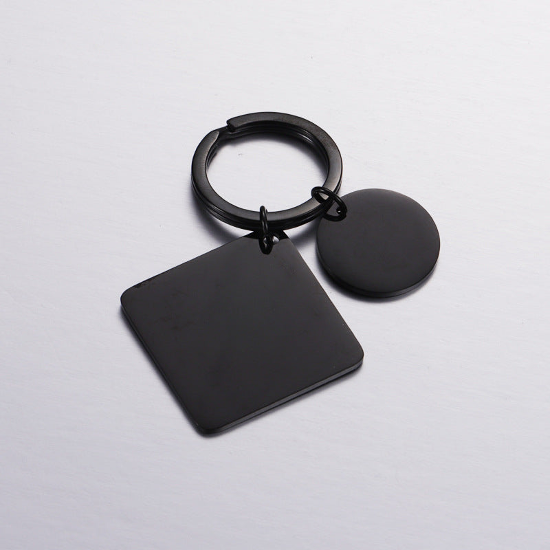 Stainless Steel Geometric Square and Round Keychain Silver Gold Rose Gold Black 9