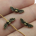Butterfly Wings Metal Beads 14mm Antique Bronze and Silver Tone 200pcs 3