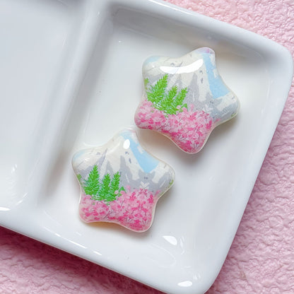 Star Shaped Acrylic Beads 25mm Fairy Tale Pattern Printed 10pcs 10
