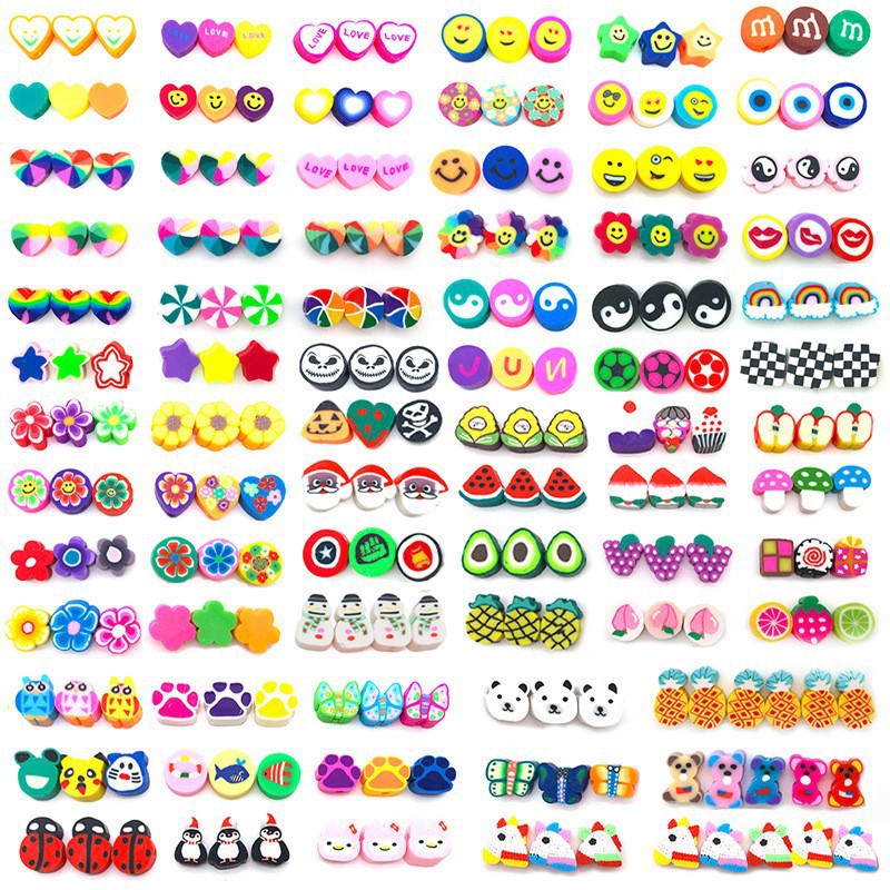 Flat Clay Beads 10mm Color Fruit Cartoon Mixed Design 1000pcs