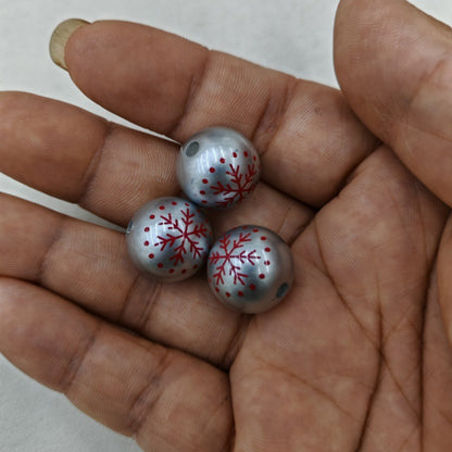Metallic Snowflake Acrylic Beads 16mm Christmas Colors 100pcs 8