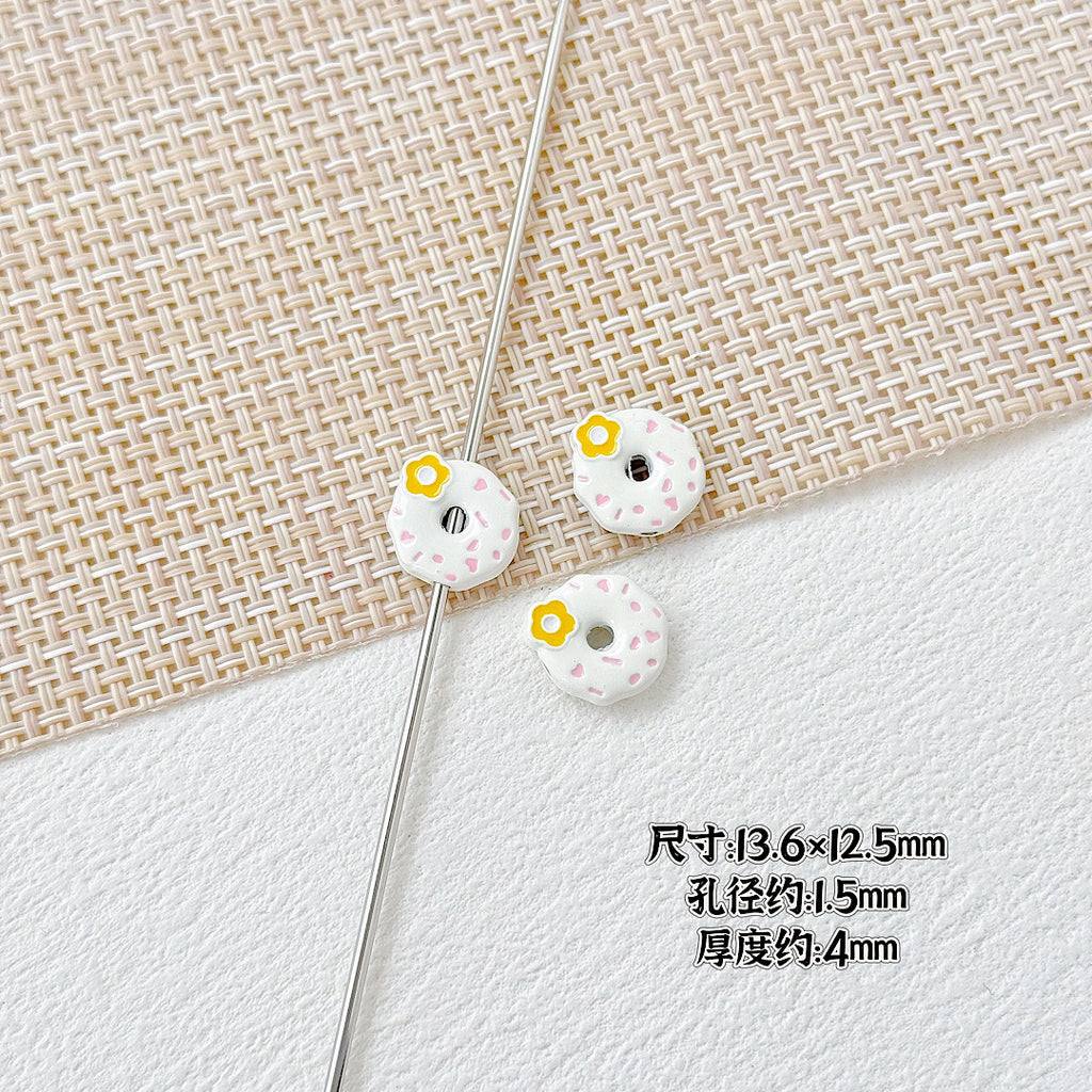 Donut Metal Beads 13mm Painted Enamel Pastel 10pcs 3