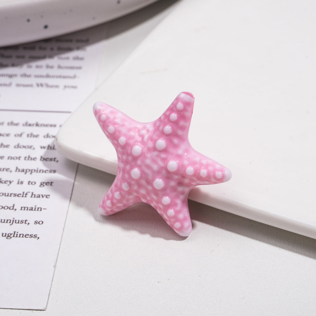 Gradient Starfish Acrylic Beads 21/38mm Two-Color Textured 10pcs 5